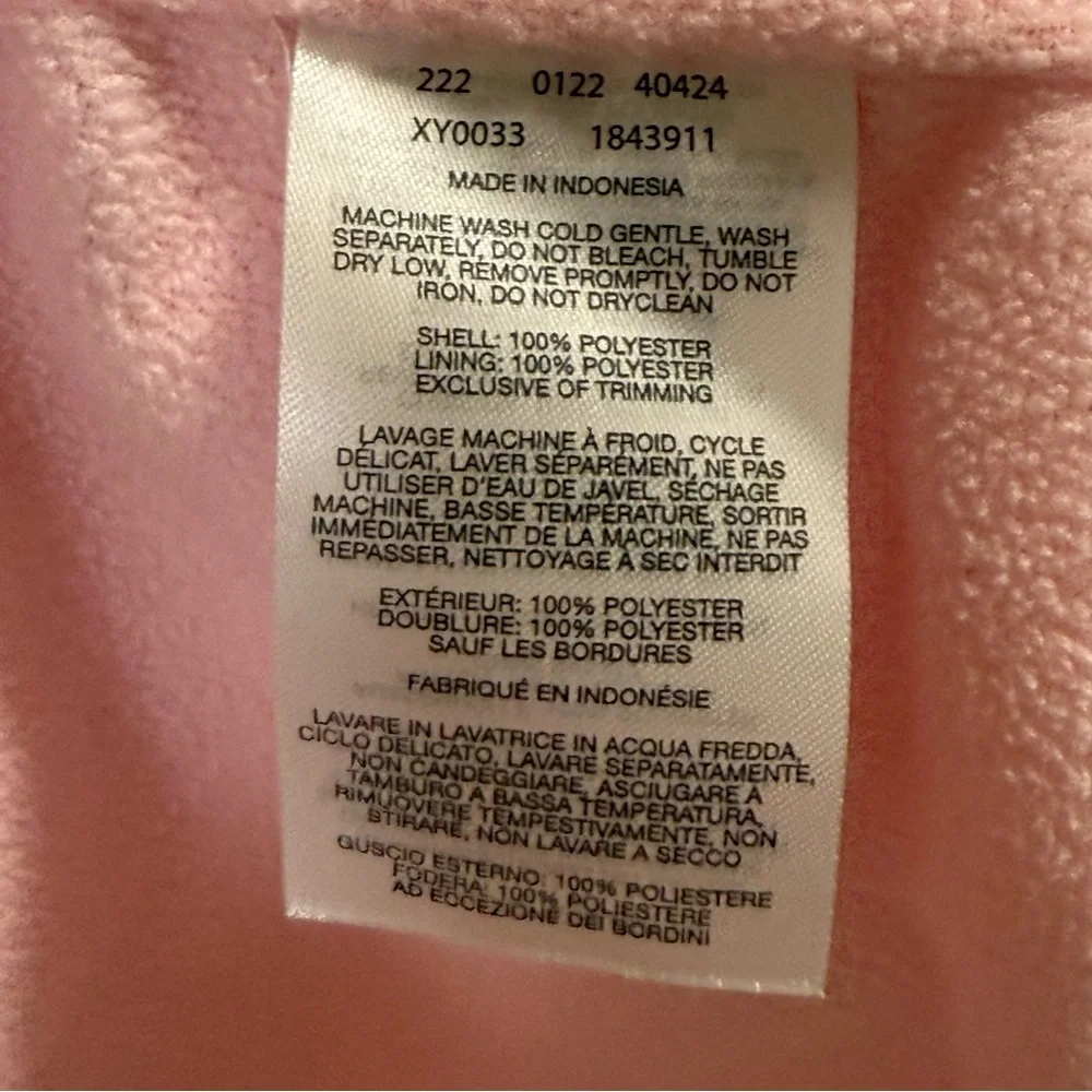 Girls Columbia Fleece Lined Hooded Windbreaker Jacket Sz 10-12 Pink Green Spring